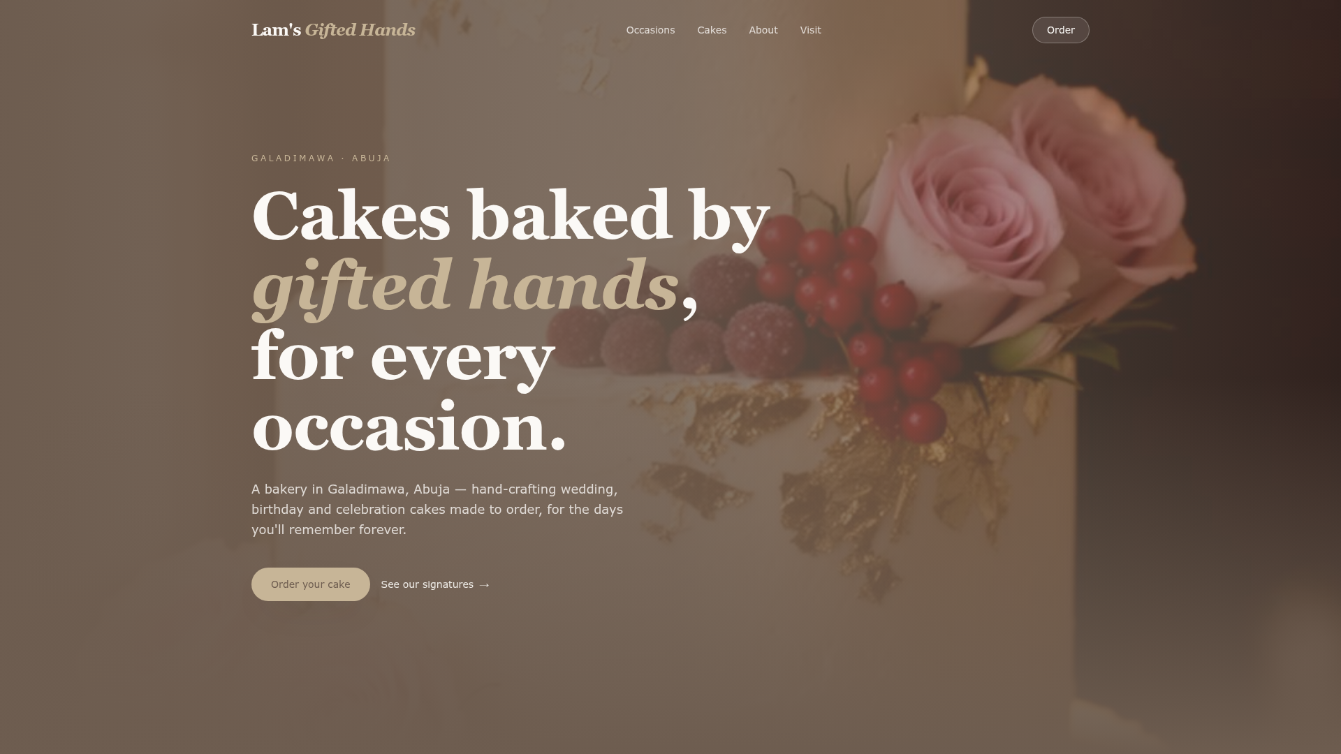 Lam's Gifted Hands bakery website design