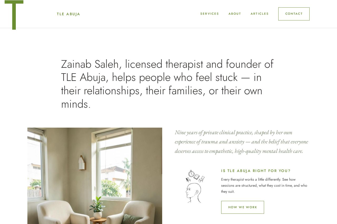 TLE Abuja therapy practice website design
