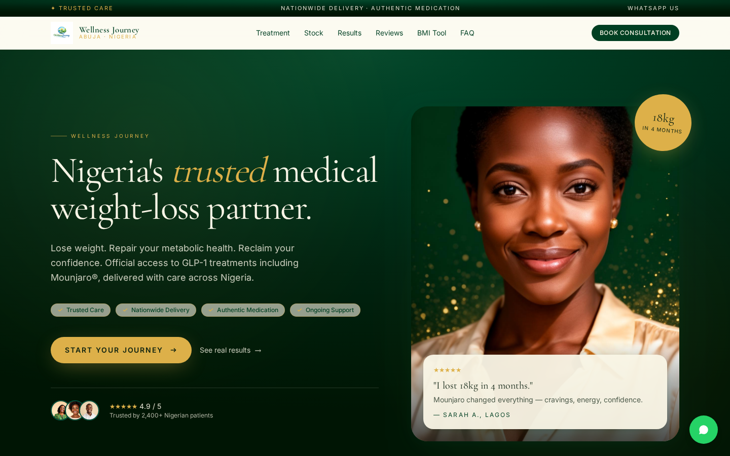 Wellness Journey medical weight-loss website design